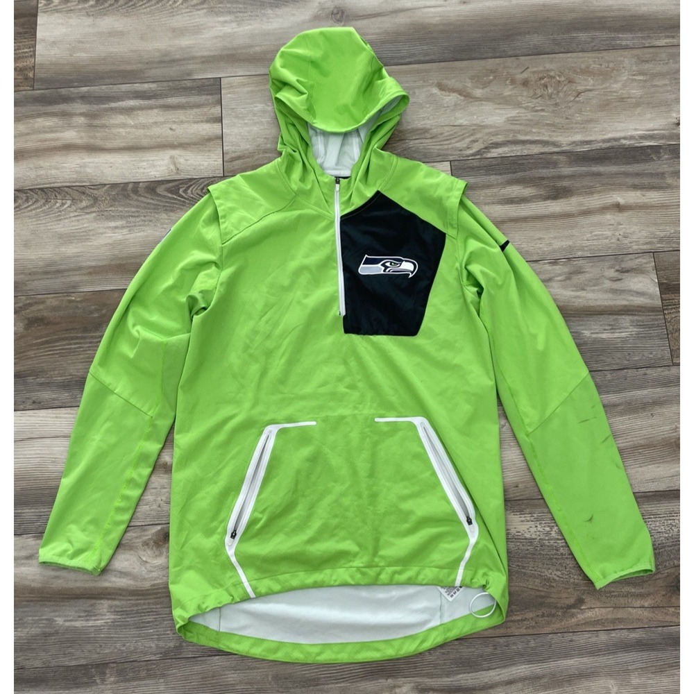 Nike Seattle Seahawks NFL Action Green Hooded Pullover Windbreaker Jacket S